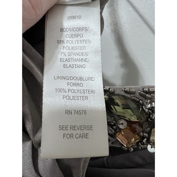 Cache Women Gray Ruche Sweetheart Neckline beaded Bodycon Dress Sz 2 Cocktail - Picture 12 of 15